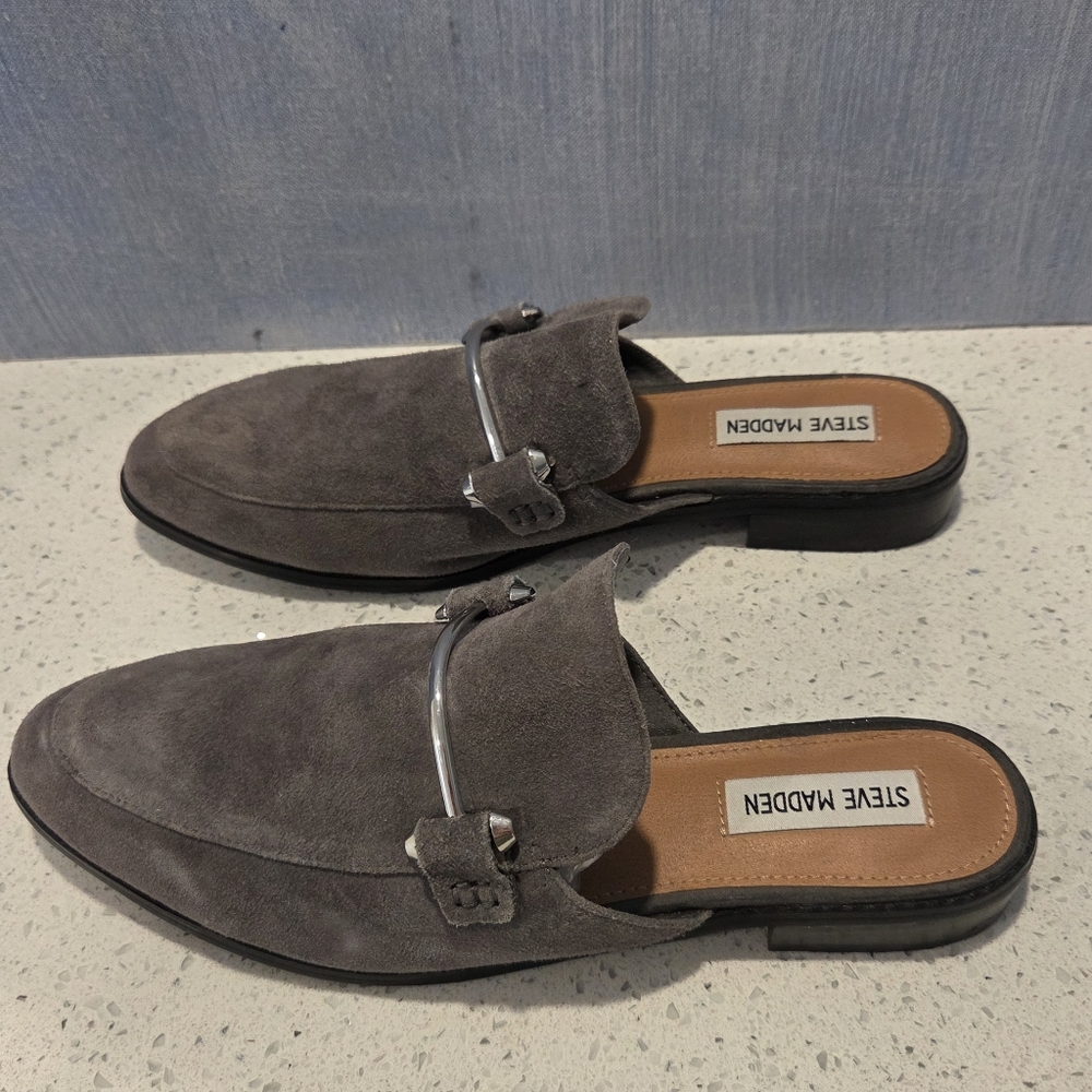 Steve Madden Gray Suede Backless Mules